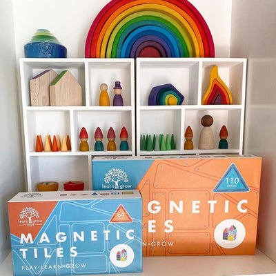 Learn and Grow Toys - Magnetic Tiles - 110 Piece Set NEW DESIGN