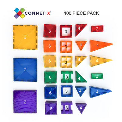 Connetix Tiles - Magnetic Building Tiles - 100 Piece Set