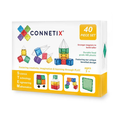 Connetix Tiles - Magnetic Building Tiles - 40 Piece Set Expansion Pack