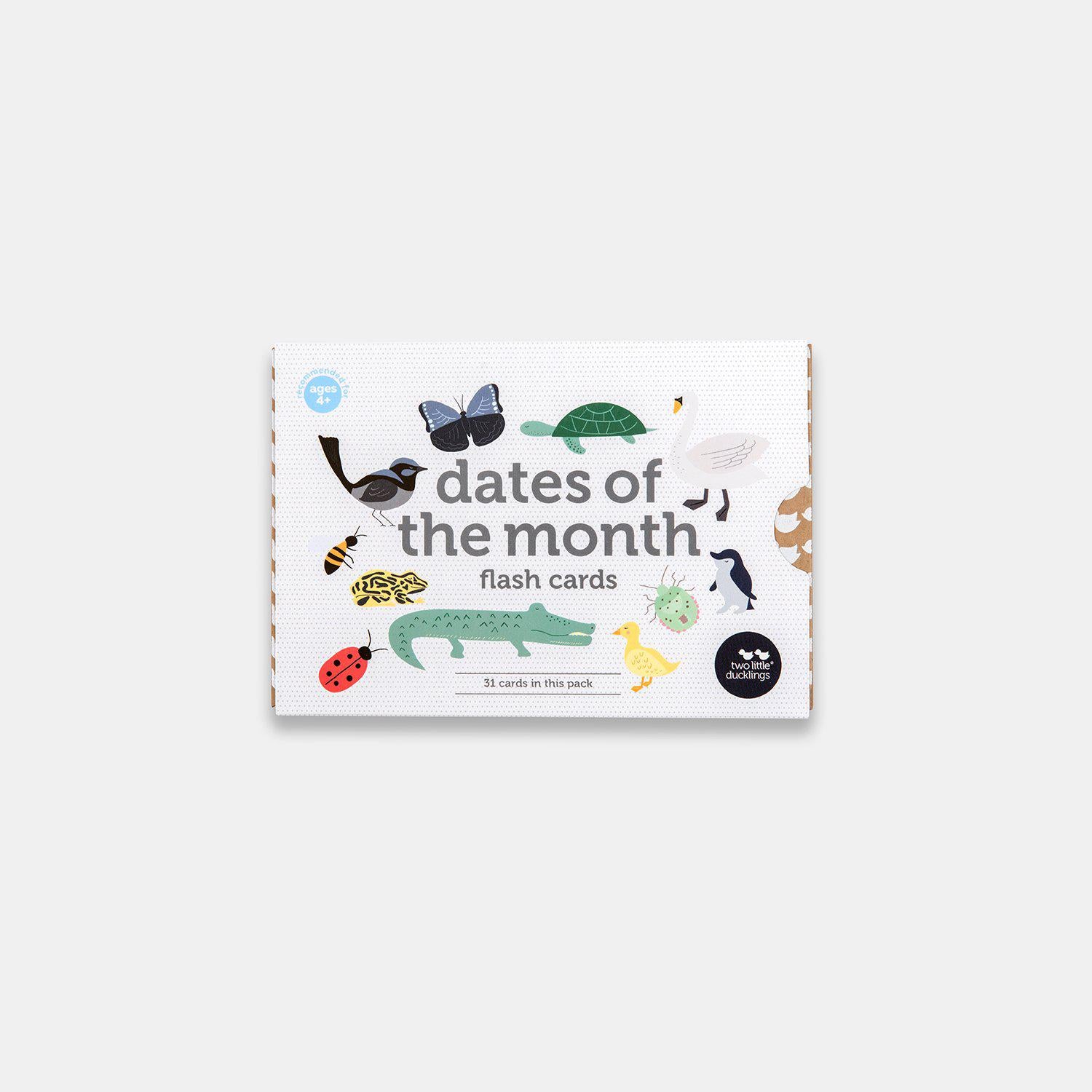 Two Little Ducklings Dates of the Month Flash Cards