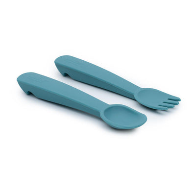 We Might Be Tiny - Feedie Fork & Spoon Set - Blue Dusk