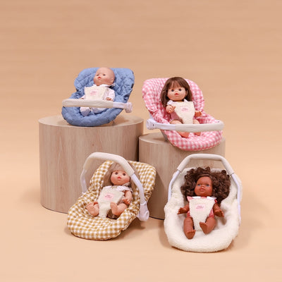 Tiny Harlow Doll's Car Seat Capsule - Pink Gingham