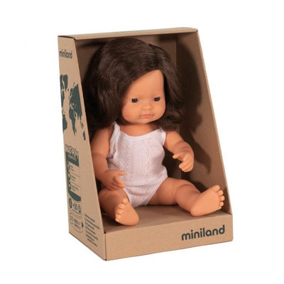 Miniland Doll Caucasian Girl Brunette – 38cm