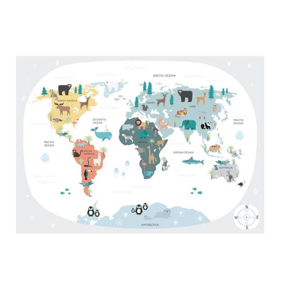 Wondermade - Kids World Map Wall Decal - Neutral
