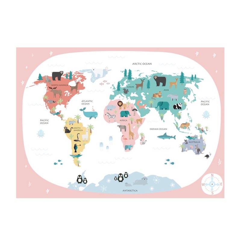 Wondermade - Kids World Map Wall Decal - Sweets